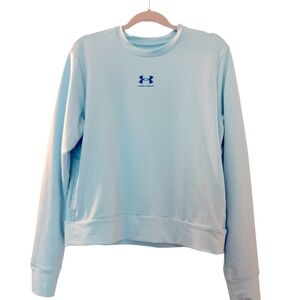 UNDER ARMOUR lightweight sweatshirt, blue, loose fit Medium, pockets. Crew neck
